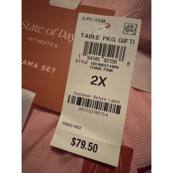 Brand New State of Day Women's Size 2X Pink Pajama Set Lounge Long Sleeve - Picture 5 of 7